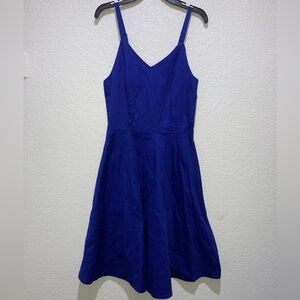 V-Neck Royal Blue Spaghetti-Strap A-Line Mini Dress